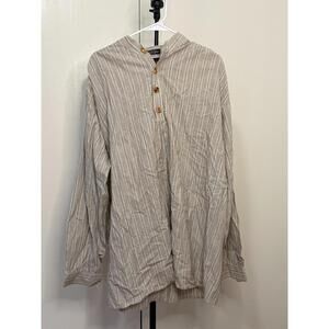 The J. Peterman Company Striped Cotton Pullover Shirt – Men’s Size Large